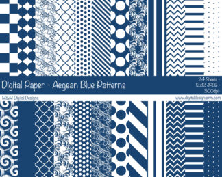 Digital Paper Set - Aegean Blue Patterns