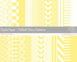 Digital Paper Set - Daffodil Yellow Patterns