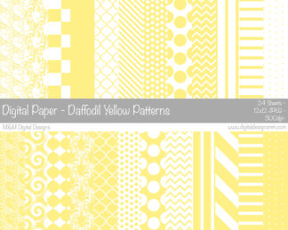 Digital Paper Set - Daffodil Yellow Patterns