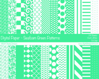 Digital Paper Set - Seafoam Green Patterns