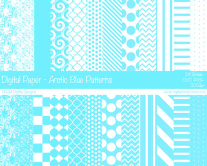 Digital Paper Set - Arctic Blue Patterns