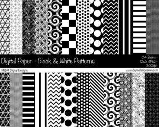 Digital Paper Set - Black & White Pattens