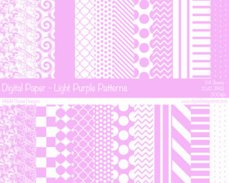 Digital Paper Set - Light Purple & White Patterns