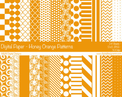 Digital Paper Set - Honey Brown & White Patterns