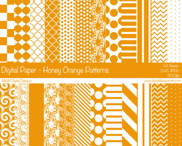 Digital Paper Set - Honey Brown & White Patterns