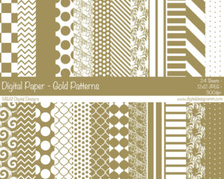 Digital Paper Set - Gold & White Patterns