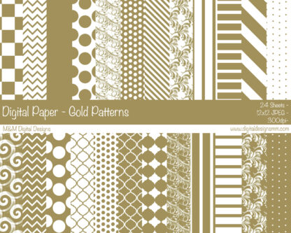 Digital Paper Set - Gold & White Patterns