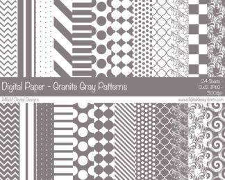 Digital Paper Set - Granite Gray and White Patterns